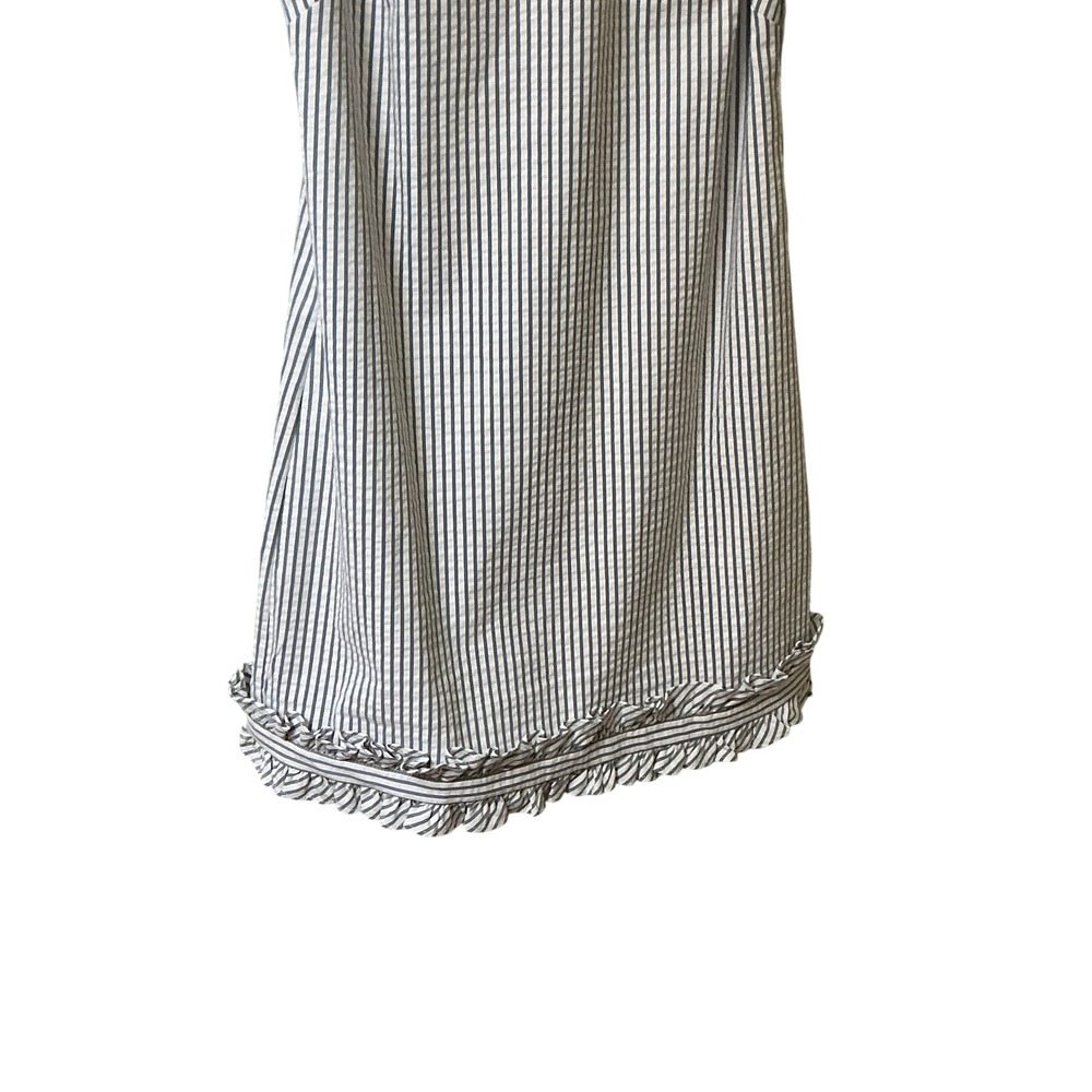 Eliza J Blue White Striped Ruffle Neck Sleeveless Shift Dress Womens 6 EJ0-5726 - Picture 5 of 11